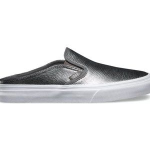 New VANS mule Slides Sneakers Silver Metallic Snake Skin wmn sz 9, men sz 7.5
